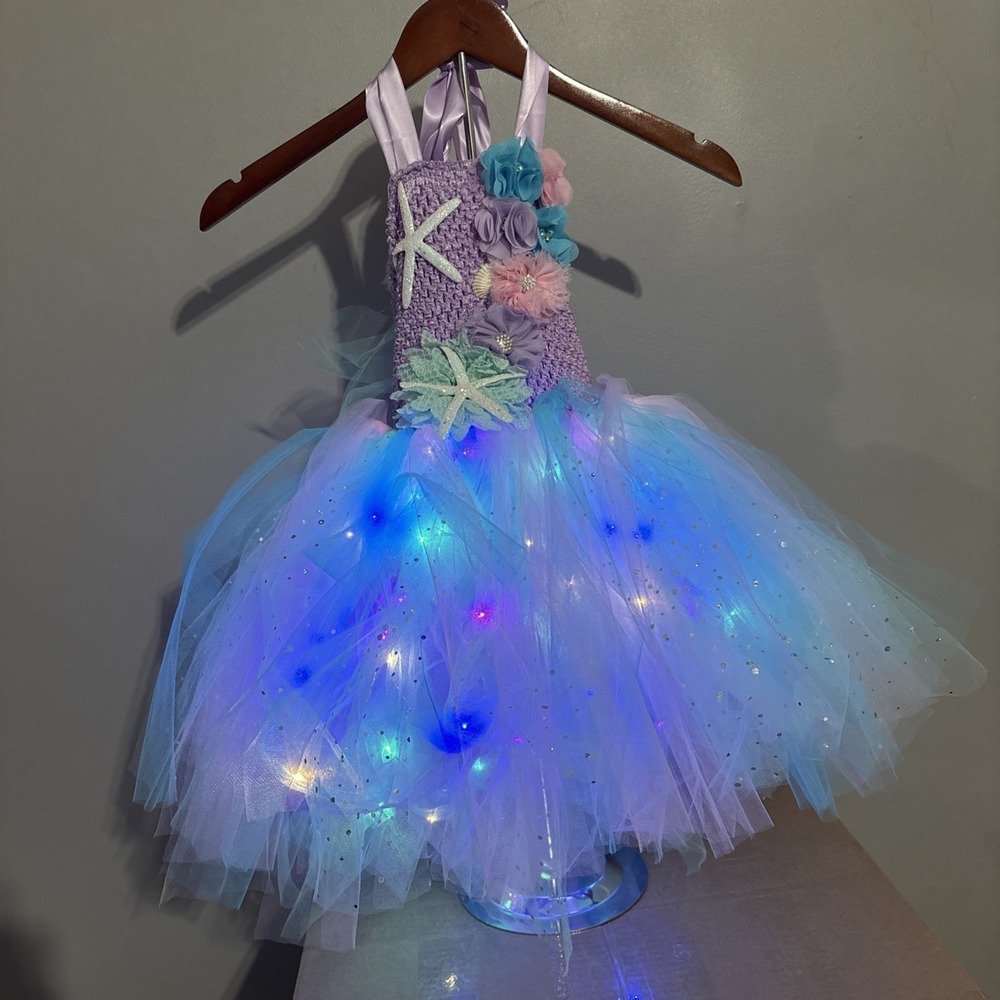 Mermaid Tutu‎ Dress for Girls, Size 5-8 Light up for Halloween Birthday  Party